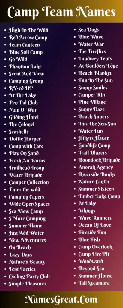 319+ Camp Team Names That Nature Approve