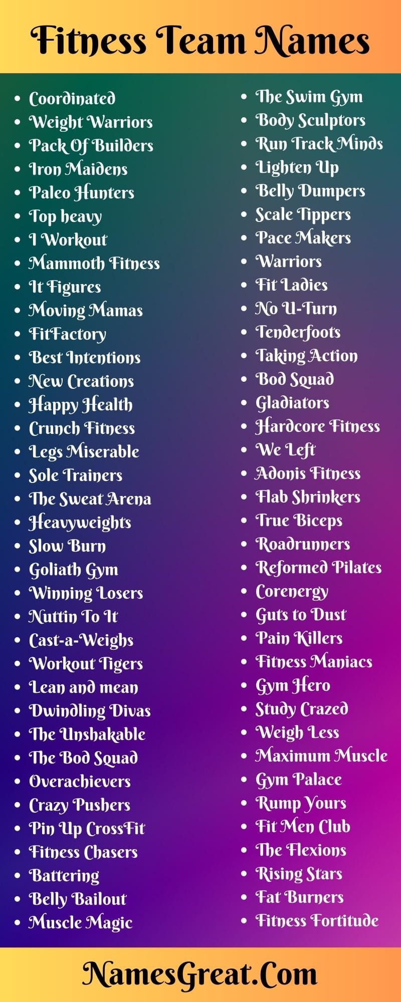 Fitness Team Names