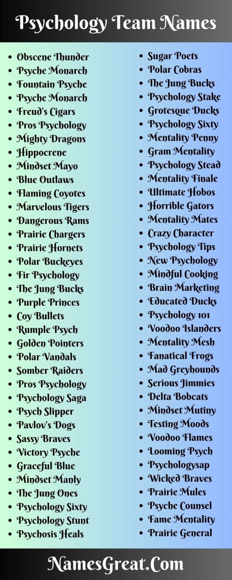 Psychology Team Names To Represent Your Team