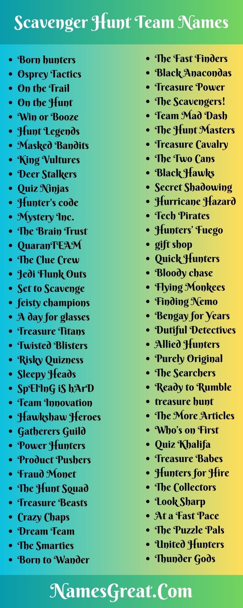 Scavenger Hunt Team Names To Grab The Attention