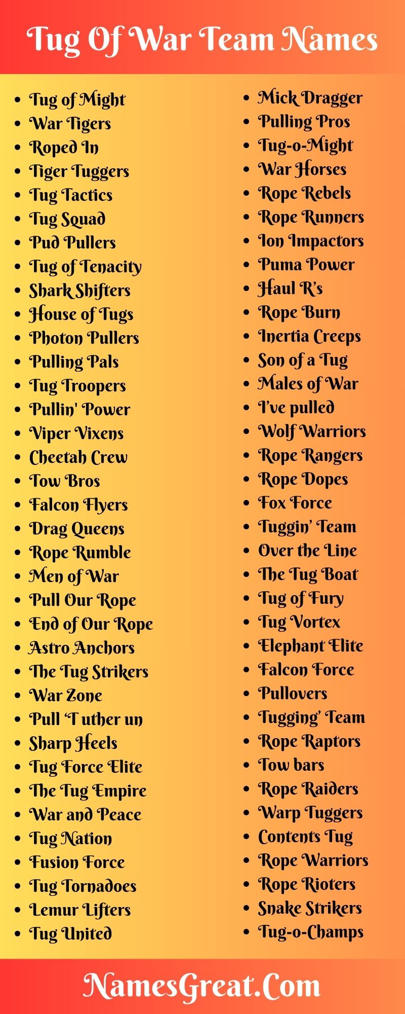 Tug Of War Team Names