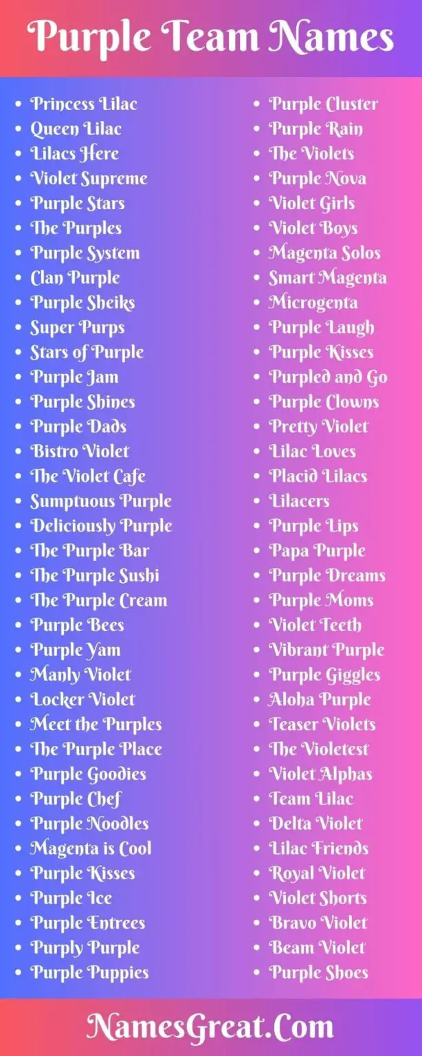 203+ Purple Team Names To Stand Out More