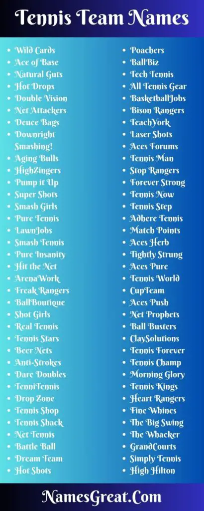 199+ Tennis Team Names To Stand Out Your Team