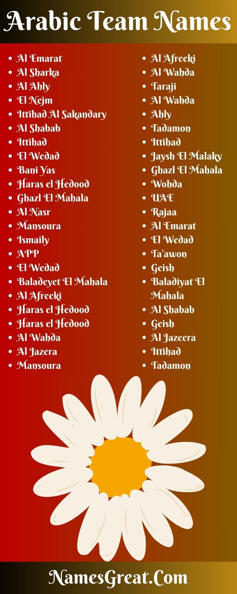 Arabic Team Names