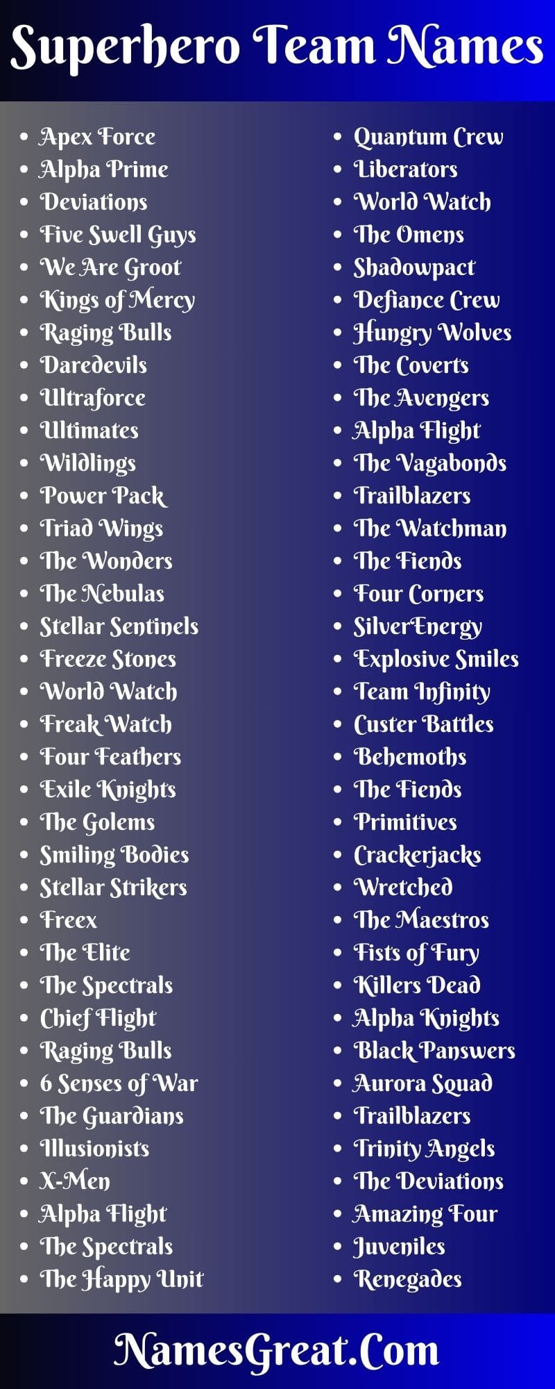 Superhero Team Names